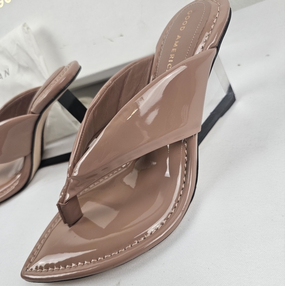 GOOD AMERICAN Cinderella Dusty Rose Patent leather heels NEW w box - Picture 3 of 8